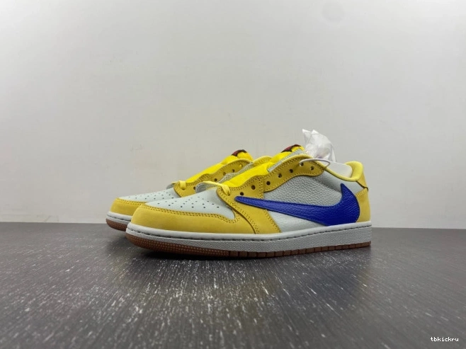 Rep TBkick DZ4137-700 Canary Low Air Jordan Scott x 1 OG Travis 0716